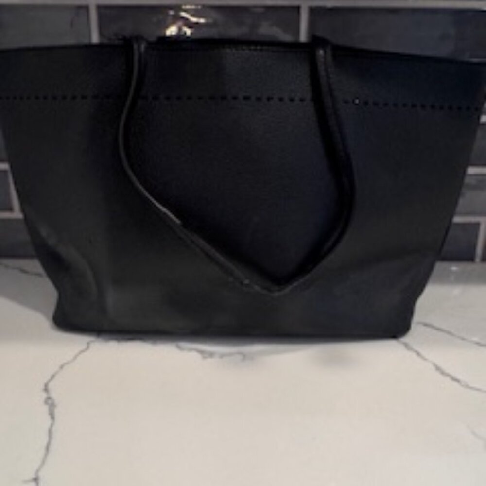 Tory Burch Black Leather Tote Bag – Classic Everyday Carryall - Picture 2 of 4